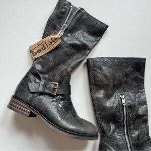 Bed Stu Leather Motorcycle Black Riding Boots